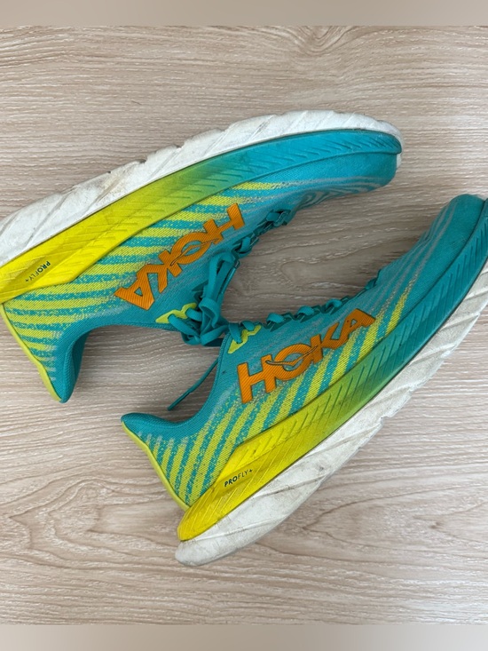 Hoka Shoes - Hoka Women’s 10 B Mach 5 Sneakers Ceramic Teal Blue Yellow Workout Active